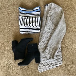 Beige open front cardigan